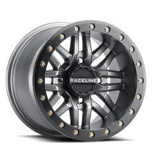 Load image into Gallery viewer, Raceline A91G Ryno 14x7in/4x156 BP/10mm Offset/132.5mm Bore - Gunmetal &amp; Black Ring Beadlock Wheel