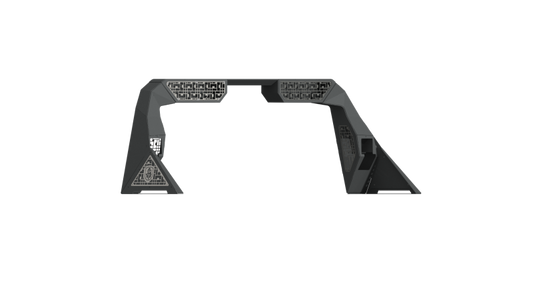 Road Armor 10-19 Dodge 1500 iD Headache Rack w/Bedrail Pod/Dual 10in Pod/Brake Lamp Relief/iD - Raw