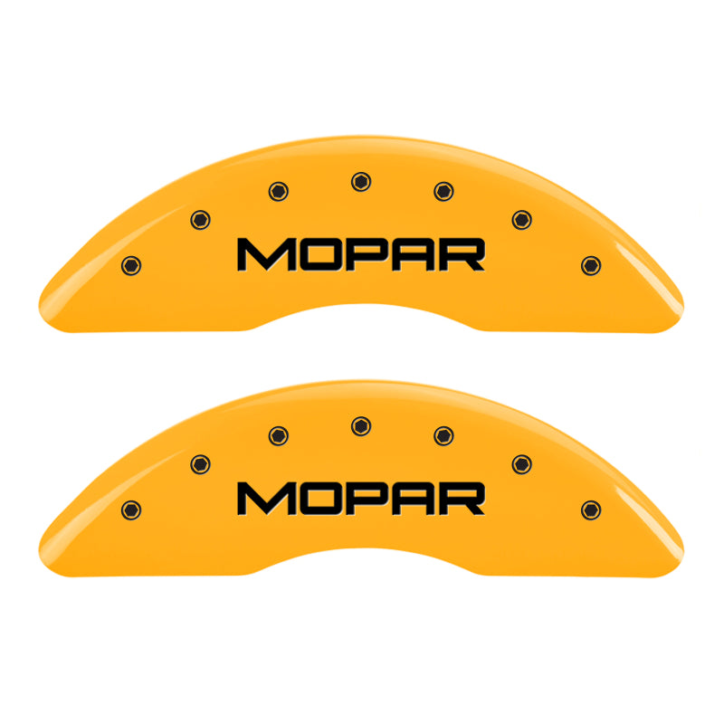 MGP 4 Caliper Covers Engraved Front & Rear Mopar Yellow Finish Black Char 2010 Dodge Ram 2500