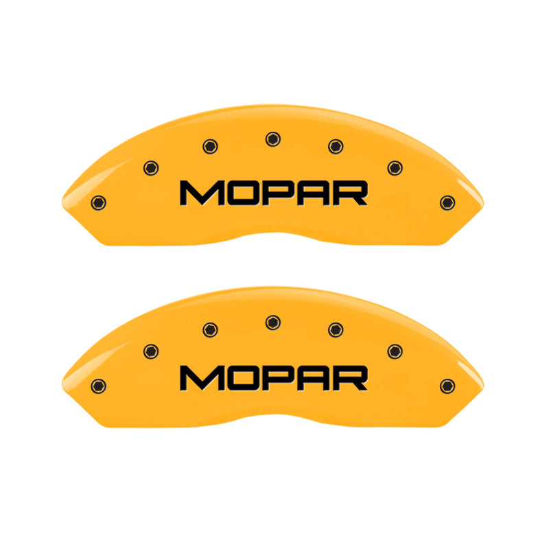 MGP 4 Caliper Covers Engraved Front & Rear Mopar Yellow Finish Black Char 2004 Jeep Wrangler