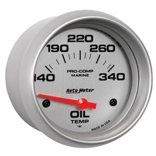 Load image into Gallery viewer, Autometer Marine Silver Ultra Lite Electric Oil Temperature Gauge 2-5/8in 140-300 Deg F