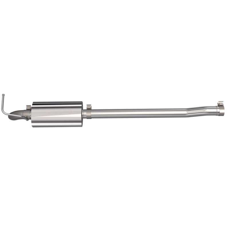 Side view of QTP 2007-2018 Jeep Wrangler JK QTP Crawler AR3 Cat Back exhaust featuring a sleek stainless steel finish.